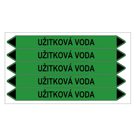 Značení potrubí, užitková voda,5 ks, 150 × 12 mm